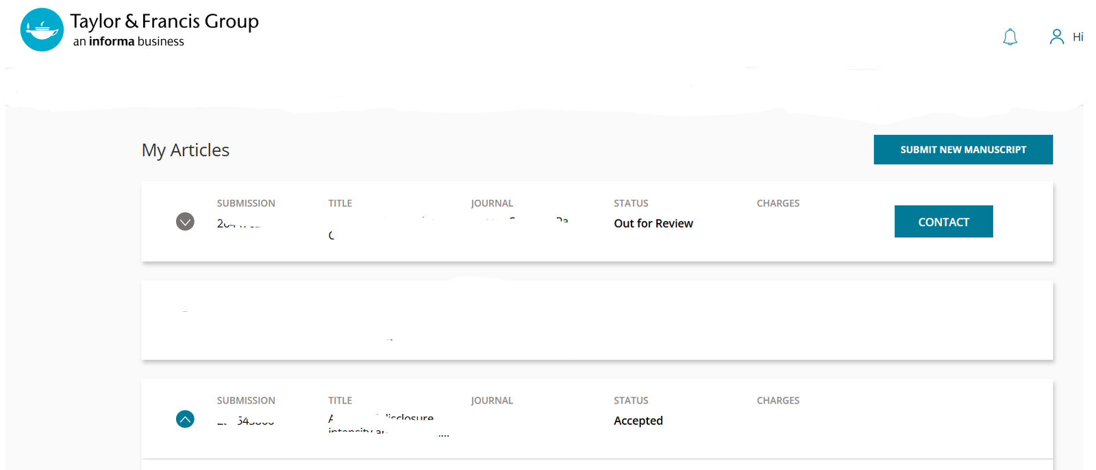 Redacted journal decision showing acceptance for a ESCI · Q1 publication