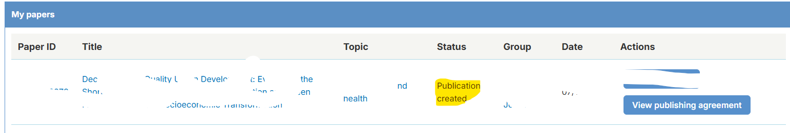 Redacted journal decision showing acceptance for a SCI · Q2 publication